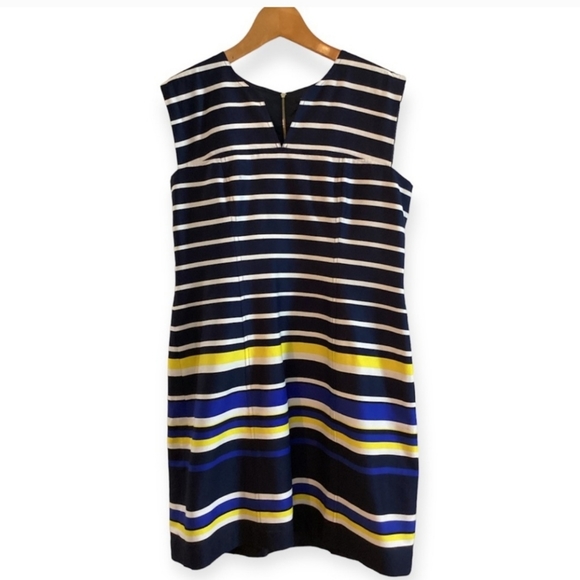 Tommy Hilfiger Blue Striped V-Neck Dress Size 16 - Picture 2 of 11